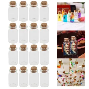 16pk Glass Container Cork Lids Craft Mini Jars Reusable Vial Storage Party Favor