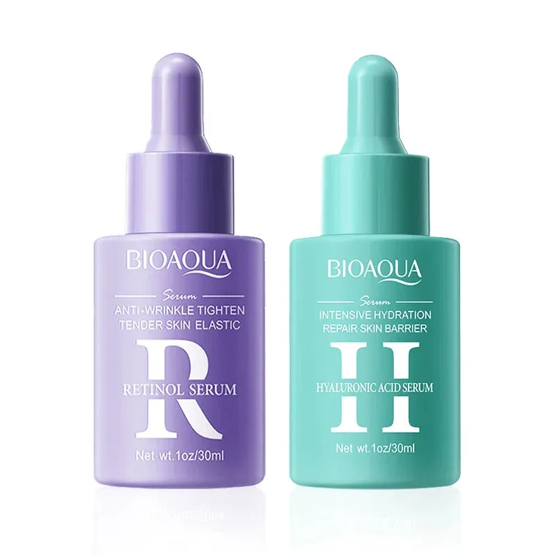 2 Piece Vitamin C Retinol Hyaluronic Acid Serum Set For Face Moisturizing & Firming