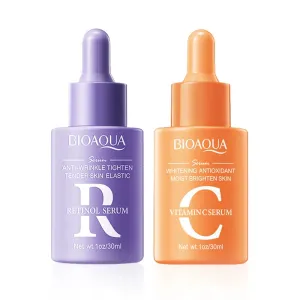 2 Piece Vitamin C Retinol Hyaluronic Acid Serum Set For Face Moisturizing & Firming