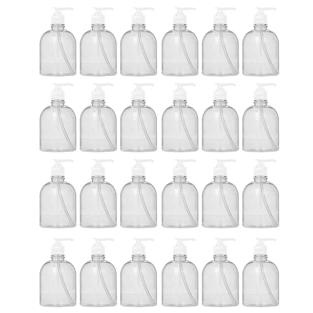24 Pc Liquid Soap Dispenser Pump Lotion Refillable Empty Bottle Plastic Jar 12oz