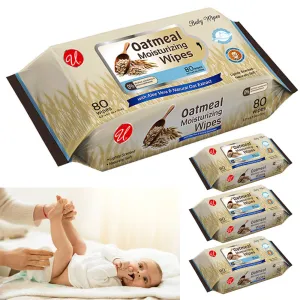 320 Ct Cleansing Wipes Oatmeal Oat Extract Aloe Sensitive Alcohol Paraben-Free