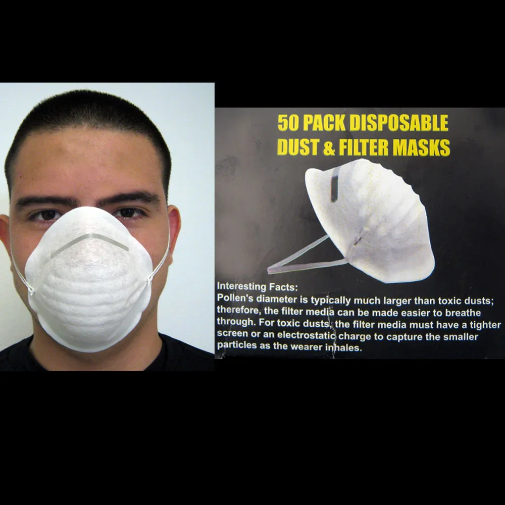 50 Dust Face Mask Filter Mouth Disposable Medical Dental Safety Respirator NEW