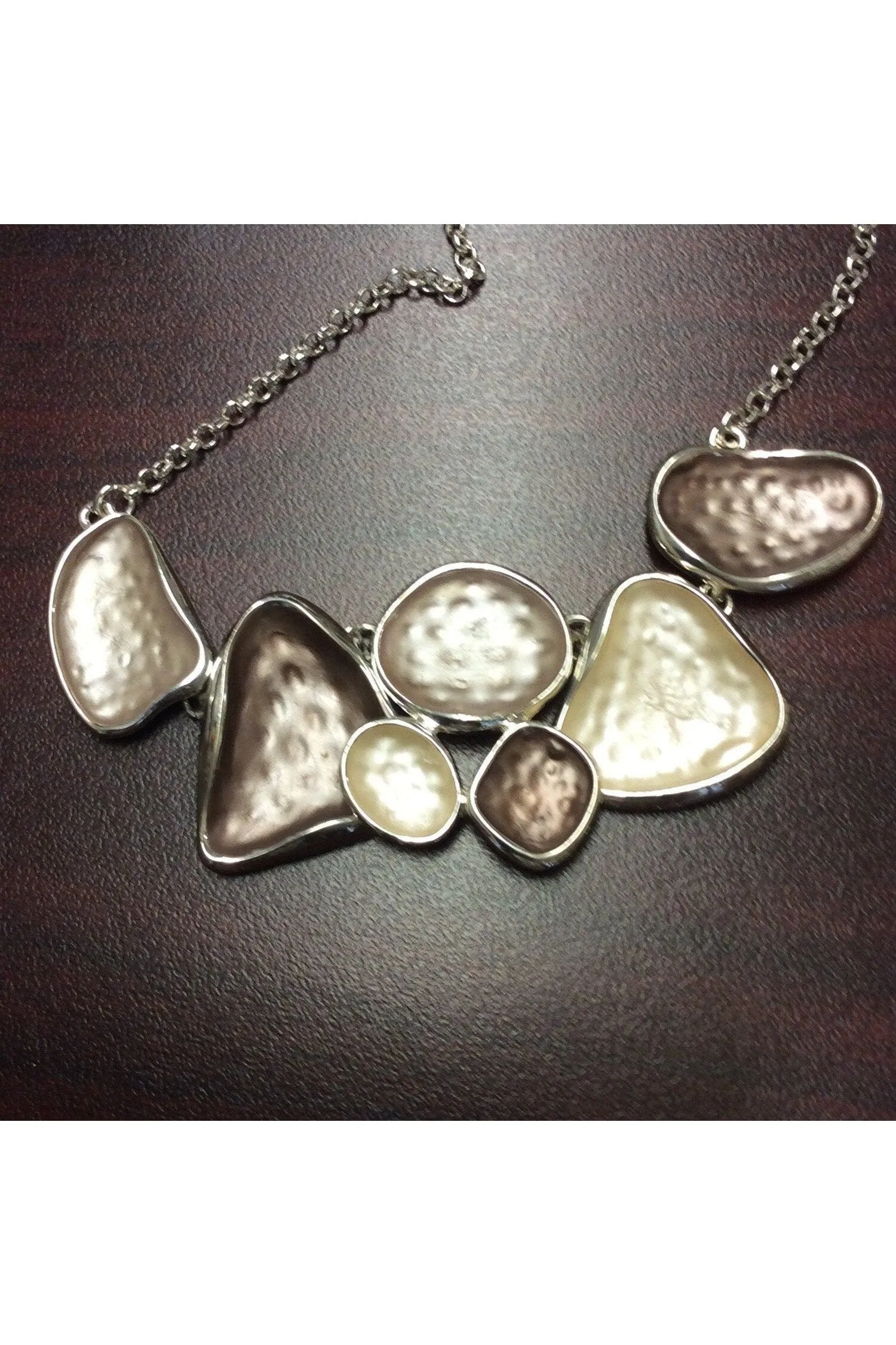 Cream And Mauve Geometric Necklace