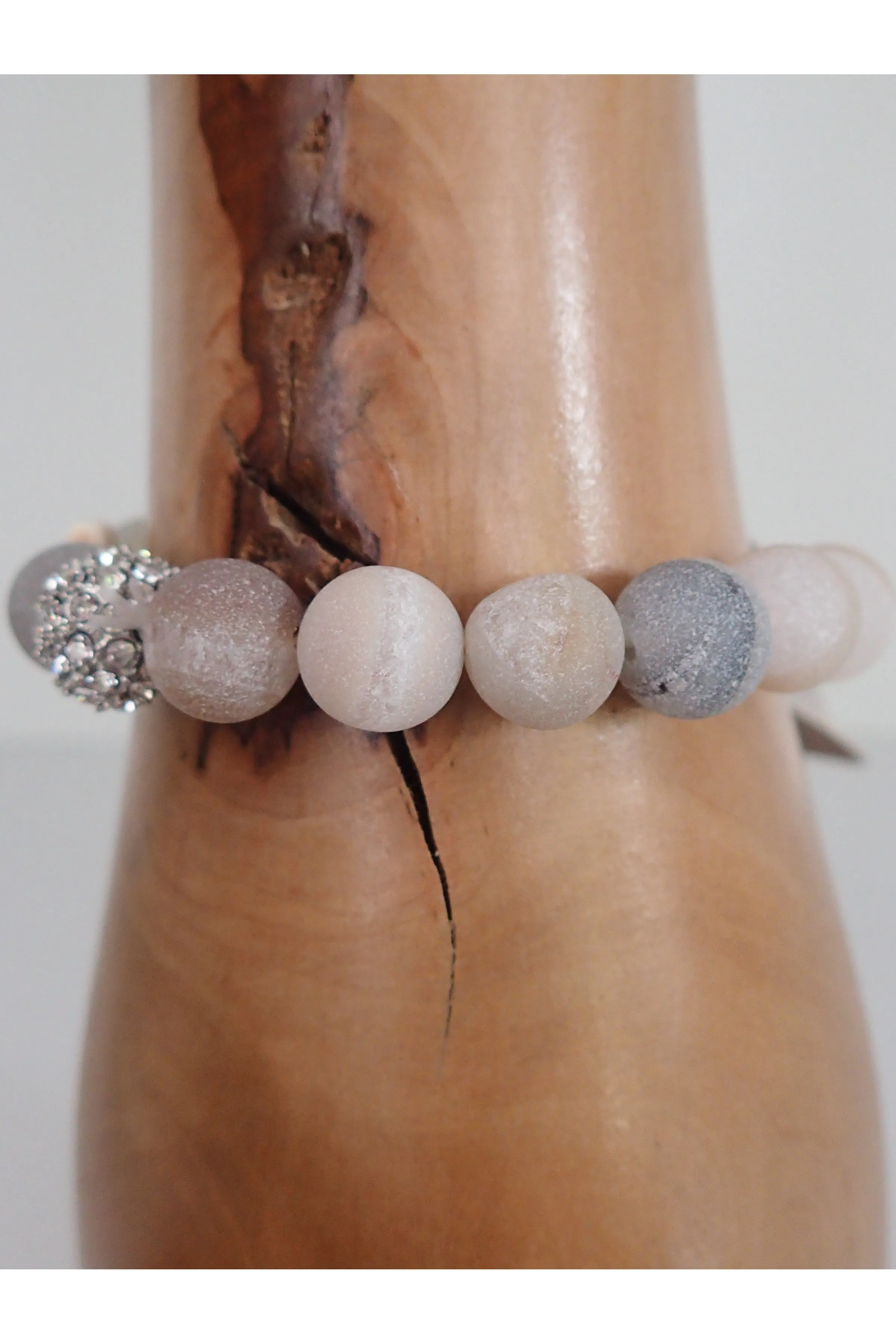 Emma Natural Stone Cross And Rhinestone Bracelet