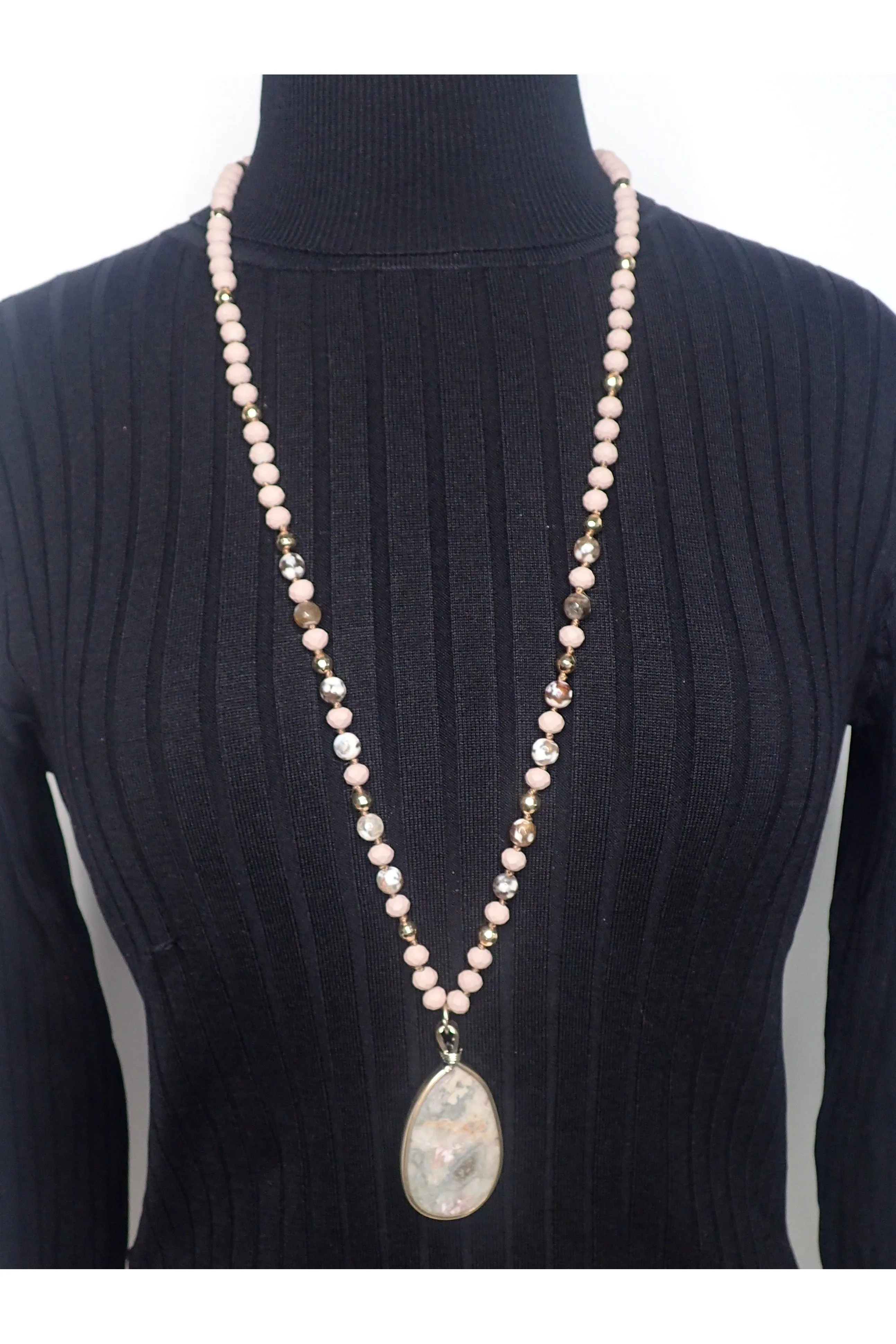 Emma Natural Stone Cross And Rhinestone Bracelet