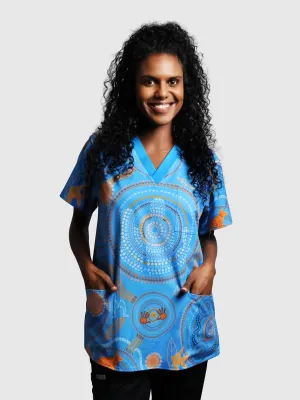 Never Stop the Dreaming - NAIDOC 2025 Unisex Three-Pocket Scrub Top
