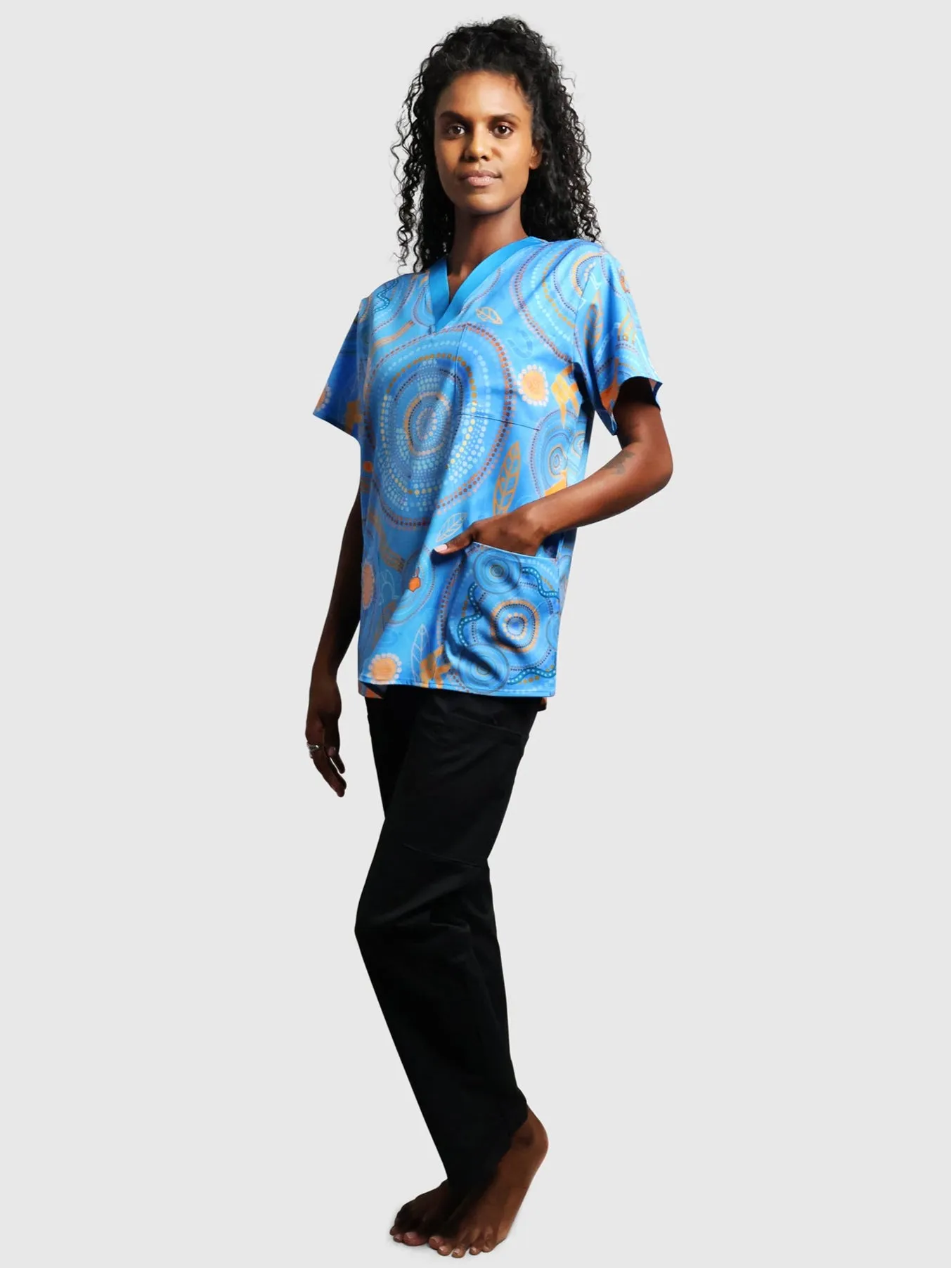 Never Stop the Dreaming - NAIDOC 2025 Unisex Three-Pocket Scrub Top