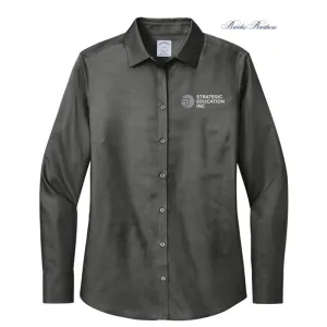 NEW SEI Brooks Brothers Womens Wrinkle-Free Stretch Nailhead Shirt - Deep Black