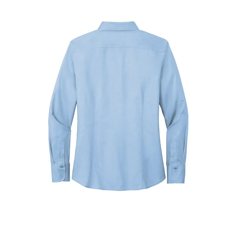 NEW SEI Brooks Brothers Womens Wrinkle-Free Stretch Nailhead Shirt - Newport Blue