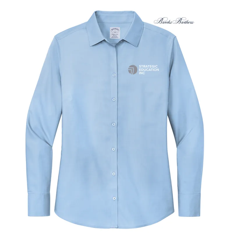 NEW SEI Brooks Brothers Womens Wrinkle-Free Stretch Nailhead Shirt - Newport Blue