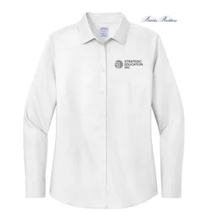 NEW SEI Brooks Brothers Womens Wrinkle-Free Stretch Nailhead Shirt - White