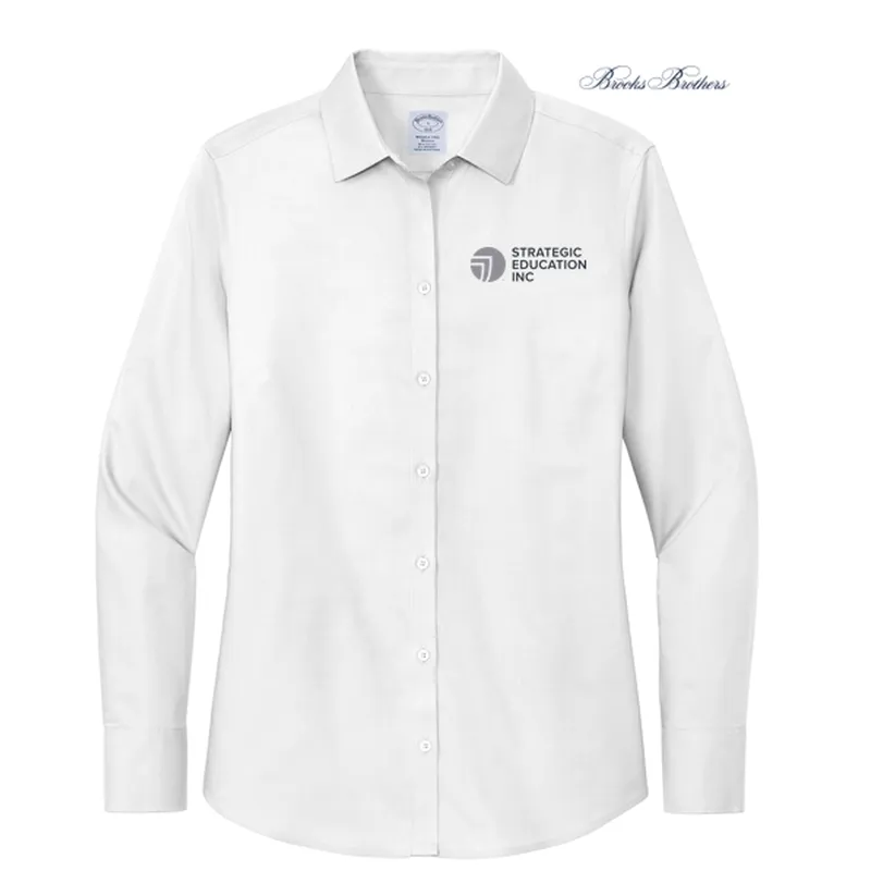 NEW SEI Brooks Brothers Womens Wrinkle-Free Stretch Nailhead Shirt - White