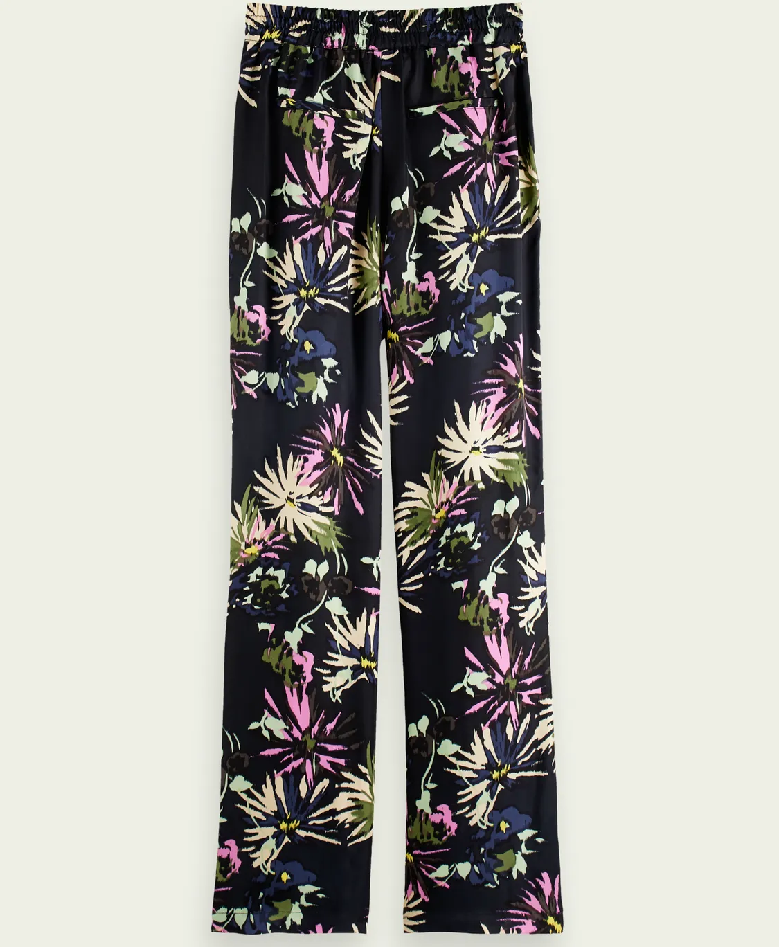 The Gia Mid-Rise Wide-Leg Printed Trousers (Aster Black)
