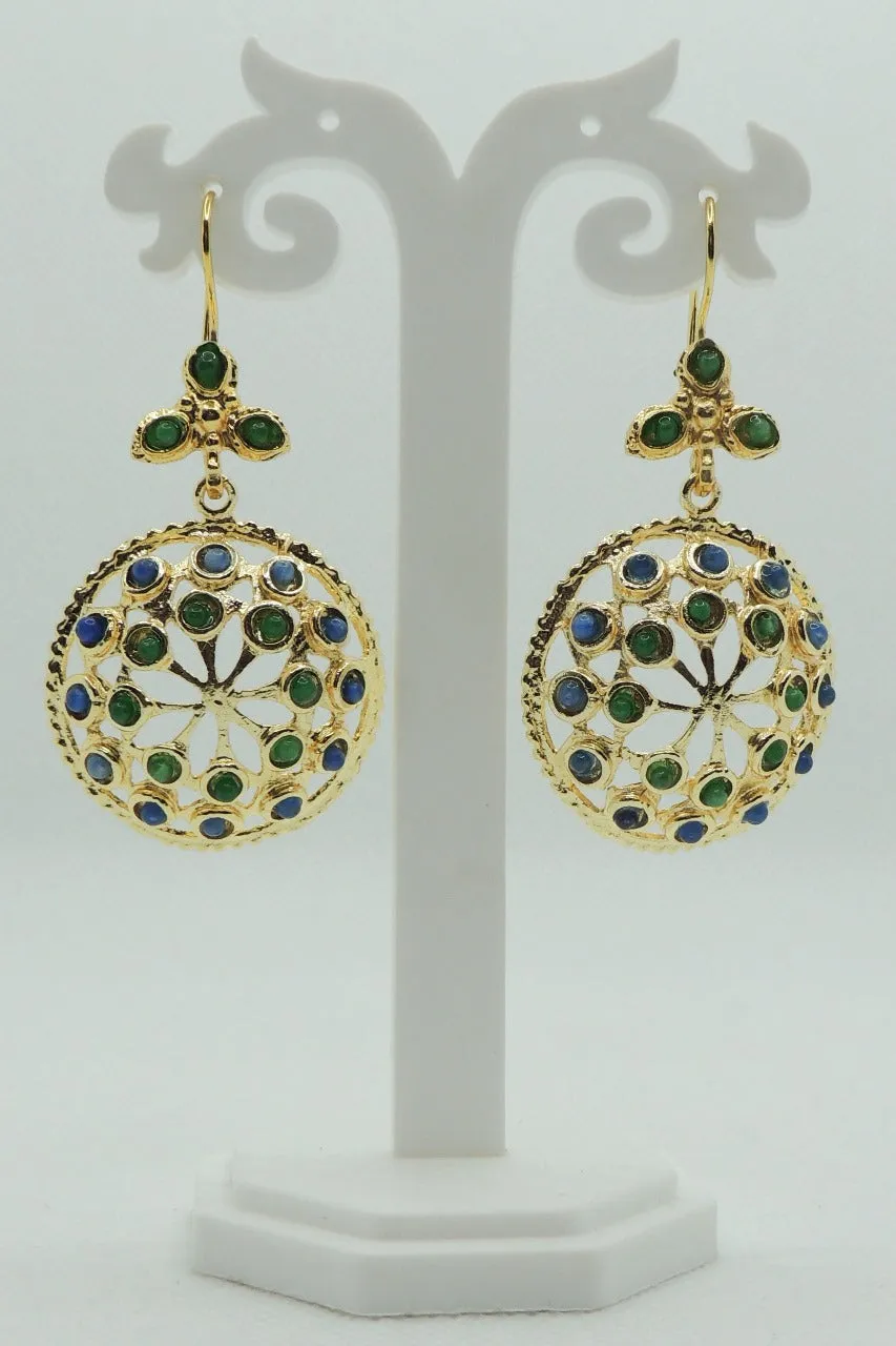 Vanita Earrings In Blue & Green